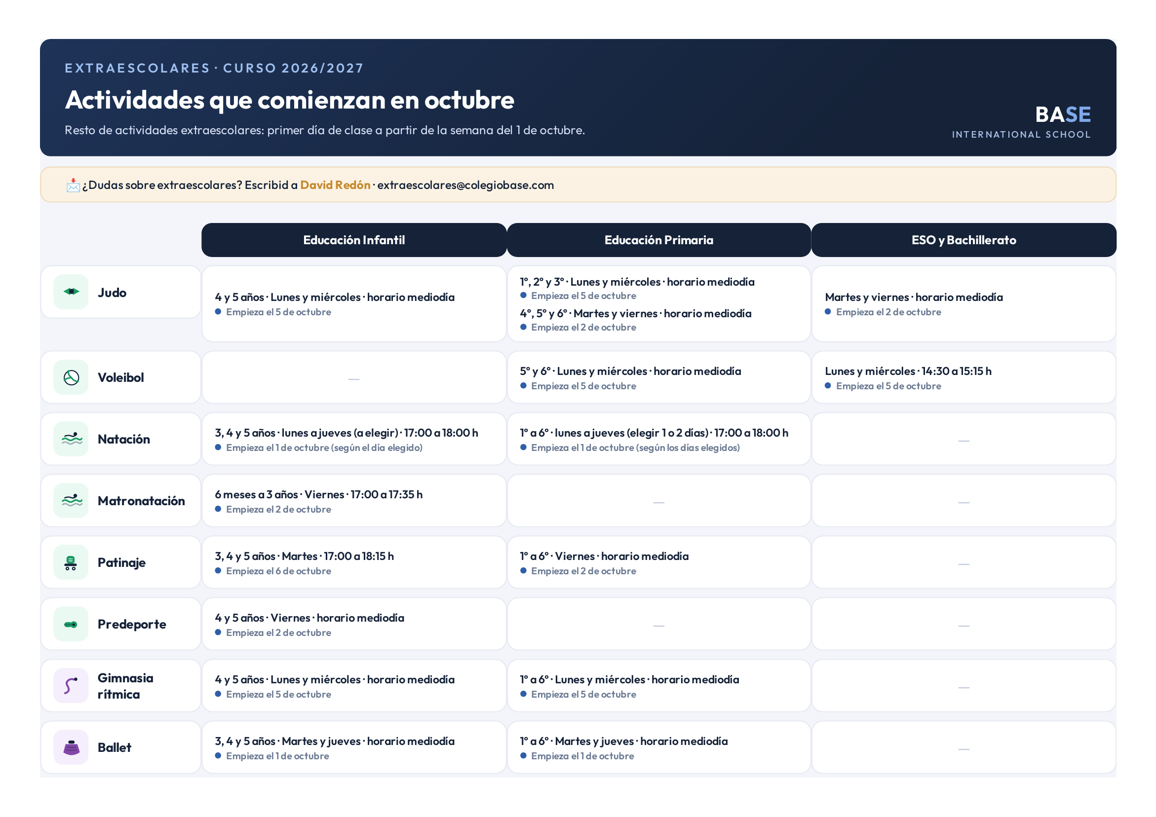 Horarios de actividades extraescolares de octubre (1)